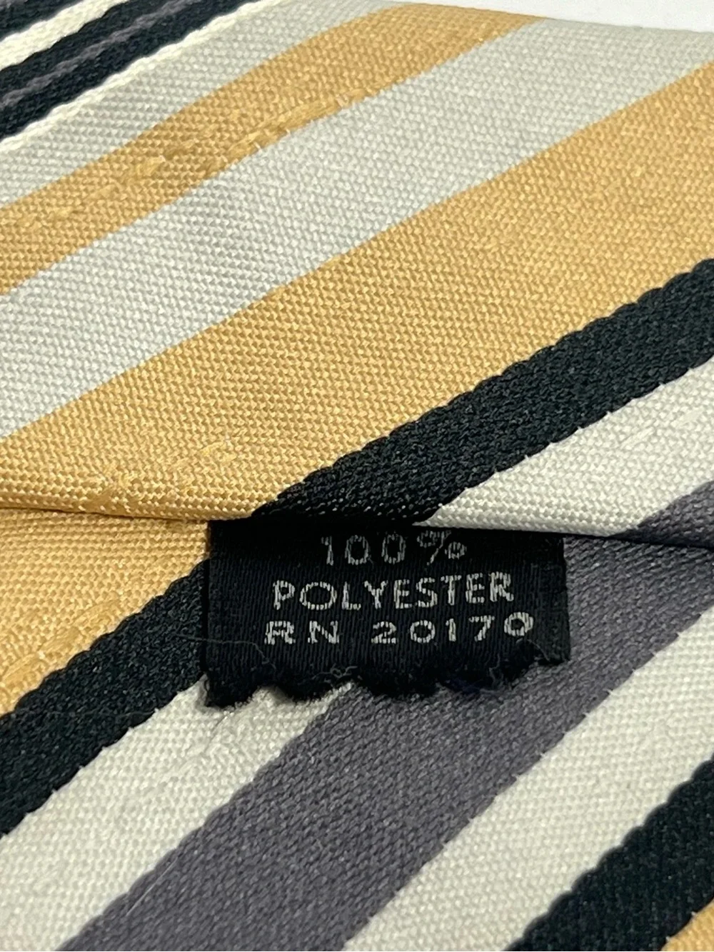 Vintage Velducci Stripped Necktie Beige Gray Black Polyester Men’s Tie